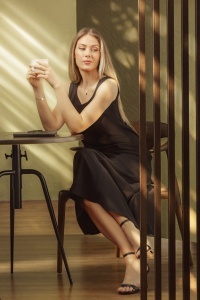 Черна рокля с шал - Img 6