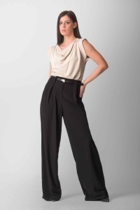 Ženske crne elegantne pantalone visokog struka - Img 2