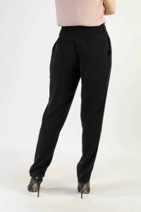 Elegantne crne pantalone visokog struka sa pojasom - Img 4