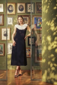 Черна рокля с шал - Img 4