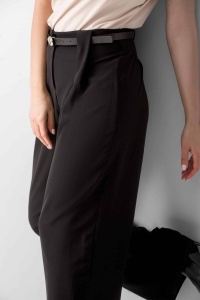 Ženske crne elegantne pantalone visokog struka - Img 4