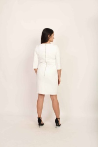 Дамска бяла мини рокля, прилепваща кройка - Img 3