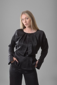 Crni elegantni komplet širokog kroja - Img 3