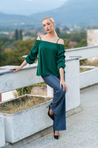 Elegantna bluza sa spuštenim ramenima - Img 3