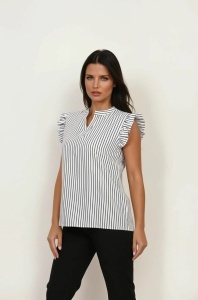 Viskozna prugasta bluza sa karnerima - Img 2