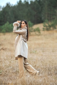 Ženski elegantni kaput sa krznom - Img 4