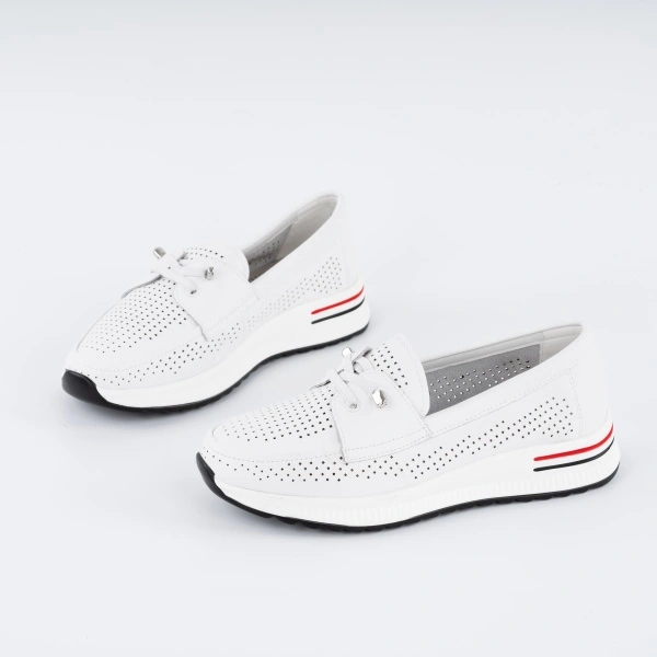 Pantofi Casual K6 Piele Naturala White