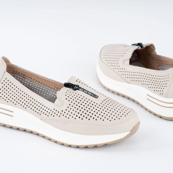 Pantofi Casual K7 Piele Naturala Beige