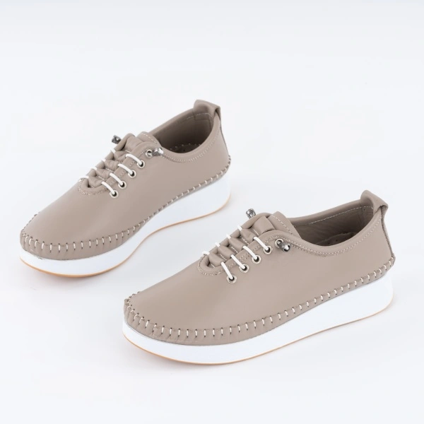 Pantofi Casual K8 Piele Naturala Greige