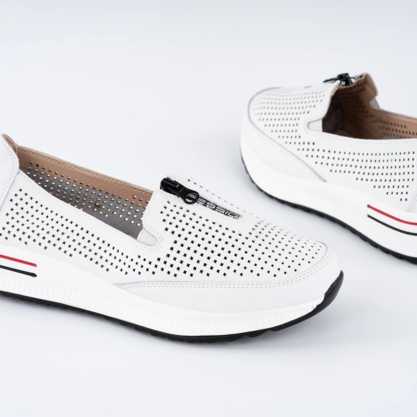 Pantofi Casual K7 Piele Naturala White