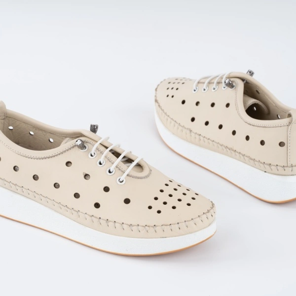 Pantofi Casual K9 Piele Naturala Beige