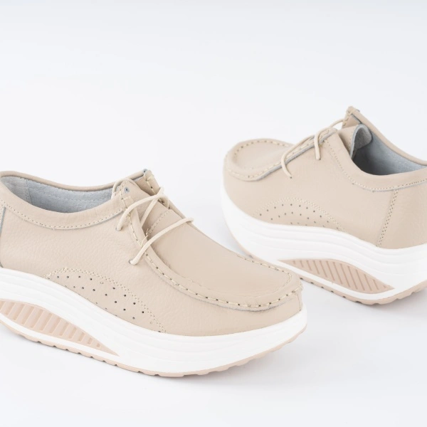 Pantofi Casual K5 Piele Naturala Beige