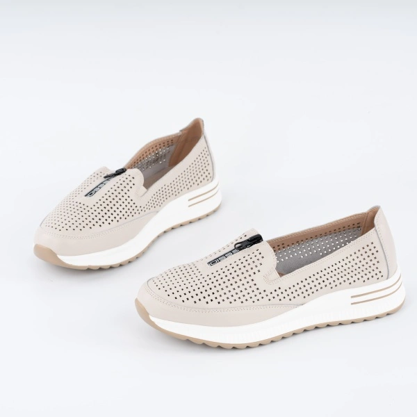Pantofi Casual K7 Piele Naturala Beige