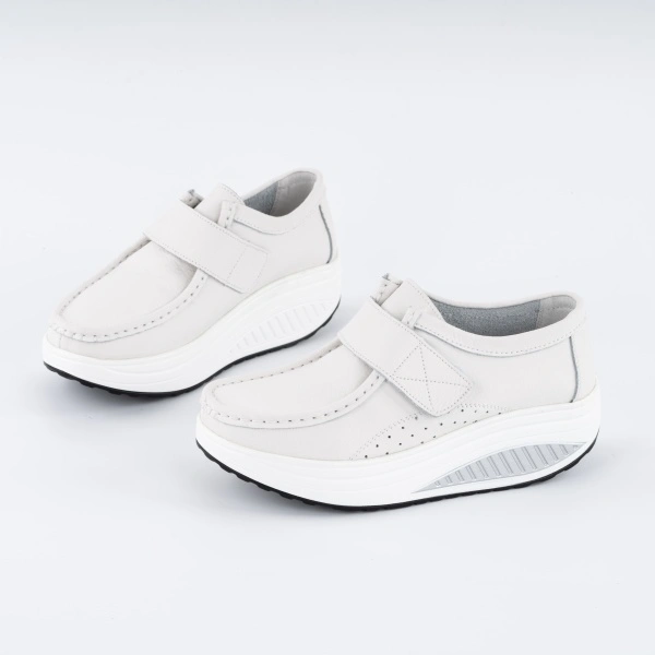 Pantofi Casual K4 Piele Naturala White