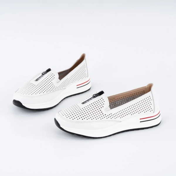 Pantofi Casual K7 Piele Naturala White