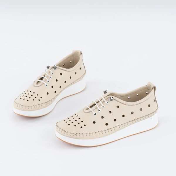 Pantofi Casual K9 Piele Naturala Beige