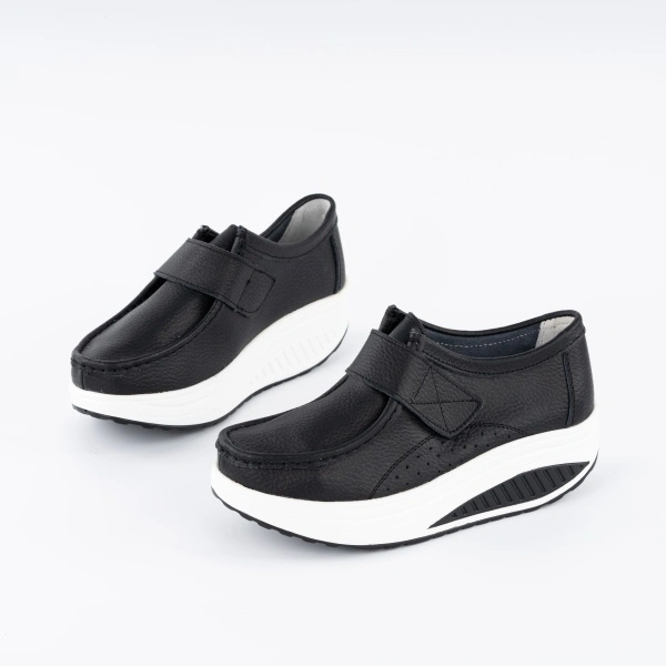 Pantofi Casual K4 Piele Naturala Black White