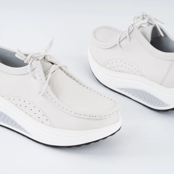 Pantofi Casual K5 Piele Naturala White
