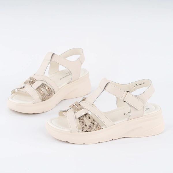 Sandale K1 Piele Naturala Beige