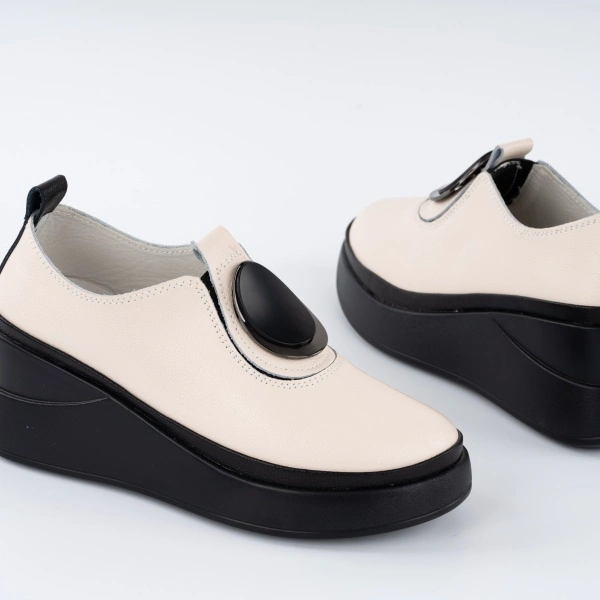 Pantofi Casual K3 Piele Naturala Beige