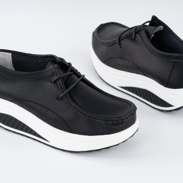 Pantofi Casual K5 Piele Naturala Black White