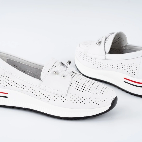 Pantofi Casual K6 Piele Naturala White