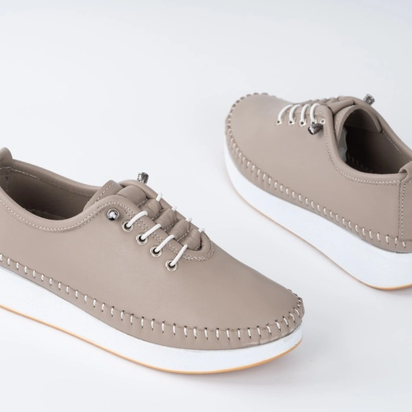 Pantofi Casual K8 Piele Naturala Greige