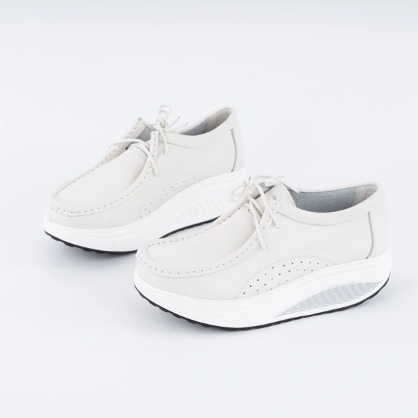 Pantofi Casual K5 Piele Naturala White