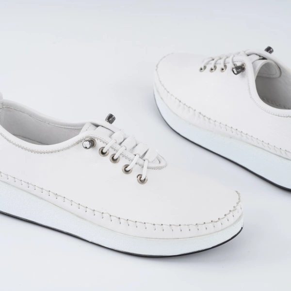 Pantofi Casual K8 Piele Naturala White