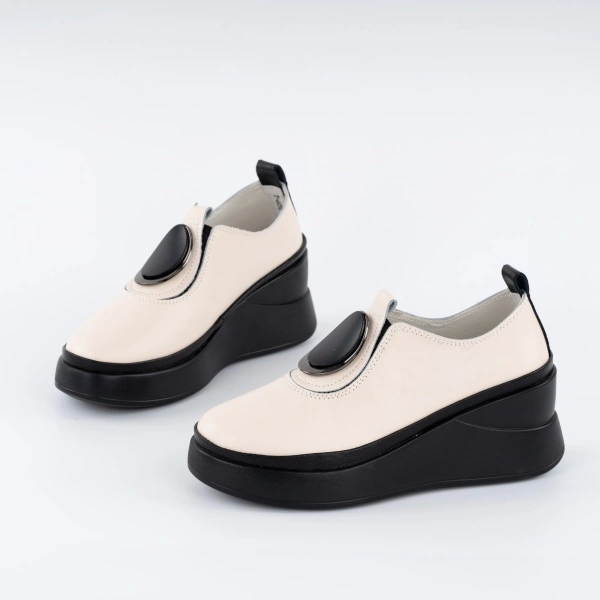Pantofi Casual K3 Piele Naturala Beige