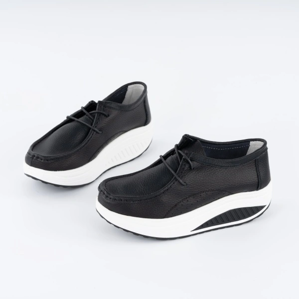 Pantofi Casual K5 Piele Naturala Black White