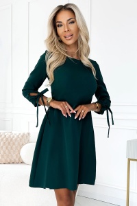 ALICE Rochie trapeză cu fundițe - verde - Img 4