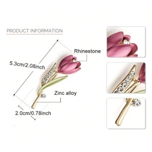 Brosa floare tip lalea roz, 5.3x2 cm, theCasius.® - Img 4
