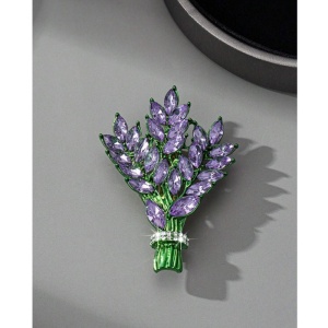 Brosa model Buchet de lavanda cu strasuri, 5.7 x 4 cm, culoarea mov - Img 6