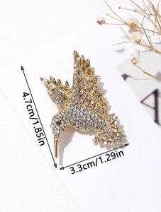 Brosa vintage Pasare Colibri, auriu, design elegant - Img 4