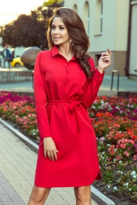 CAMILLE Rochie cămașă cu legătură - ROȘIE