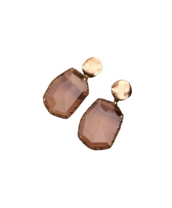 Cercei din sticla translucida in forma de picatura, model Cristal, culoarea rose - Img 3