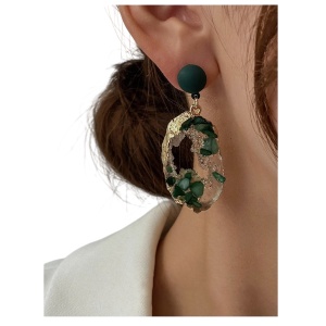 Cercei picatura din rasina, model Abstract, culoarea verde