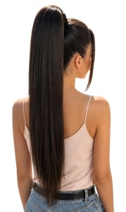 Coada de par extensie ponytail, par drept, 61 cm, saten inchis