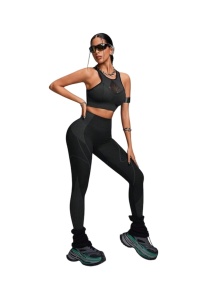 Colanti pentru sport, cu linii dinamice, fara cusaturi, tummy control, efect de lifting, marimea L, culoarea negru, theCasius.® - Img 2