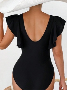 Costum de baie intreg pentru femei, design Etnic, culoarea negru - Img 4