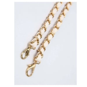 Curea pentru geanta dama tip lant cu interior de microfibra, accesoriu din metal, potrivire universala, culoarea alb si auriu - Img 4