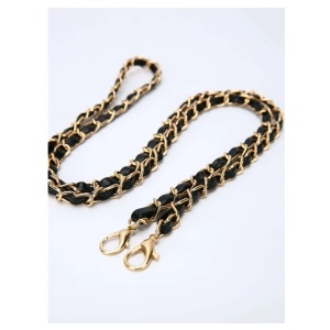 Curea pentru geanta dama tip lant cu interior de microfibra, accesoriu din metal, potrivire universala, culoarea negru si auriu - Img 2
