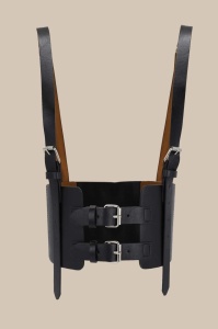 Curea tip ham vestimentar cu centura lata pentru dama si catarame metalice, 82 cm, culoarea negru - Img 5