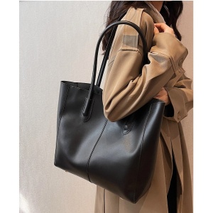Geanta Shopper cu portofel la interior simpla, fara inchidere, 42 cm, culoarea negru - Img 5
