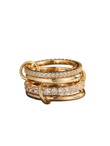 Inel dama reglabil multistrat cu zirconiu cubic colorat, design elegant, aliaj de cupru - Img 4