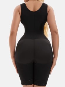 Lenjerie modelatoare tip faja columbiana, confera fermitate, cu capse si fermoar, culoarea negru - Img 6