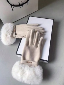Manusi de dama, functie pentru ecran tactil, material moale, marime universala, culoarea bej - Img 4