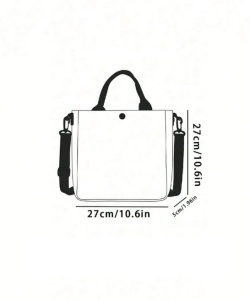 Mini geanta tote dama din panza cu imprimeu pisica, inchidere cu capse, curea crossbody detasabila, model multifunctional - Img 5