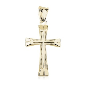 Pandantiv din argint 925 placat cu aur 24K, cruciuliță cu brațe profilate, 31 x 15 mm - Img 2